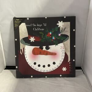 Flickering LED Light-Up Snowman Countdown Canvas- Christmas Wall Decor